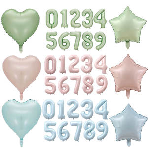 Huaien Factory's 32-Inch Globos de gran número Baby Pink Blue Matcha Green Fiestas del día de San Valentín-Globos de papel de aluminio con corazón - Product Image 1