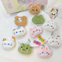 5 styles de mini broches animaux en peluche (grenouille, chat, lapin, ours), porte-clés en peluche anime, pendentifs mignons pour sacs d'enfants