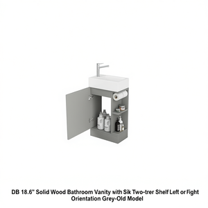 Db 18.6 Solid <b>Wood</b> Bathroom Vanity With Sink Two Tier <b>Shelf</b> Grey Modern Design Floor Standing Contemporary Style - Product Image 1
