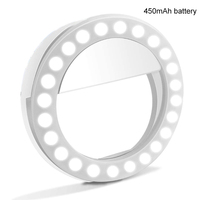 Huizon Blanc 48 LED Dimmable Selfie Anneau Lumière Clip-On 450mAh Batterie Rechargeable Au Lithium 25mm Épaisseur Type-C Boîte Personnalisée