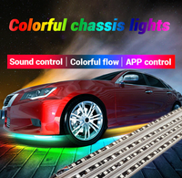 Kit d'éclairage de châssis de voiture étanche avec contrôle à distance par application, kit d'éclairage sous le châssis de voiture 90cm 120cm avec fonction de synchronisation musicale