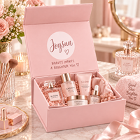 Boîte à fermeture magnétique rose personnalisée de qualité supérieure, écologique, en carton rigide, pour emballages de maquillage, de parfums, de flacons, boîte cadeau