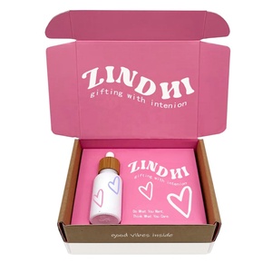 Emballages écologiques en papier kraft rose imprimé, boîtes pliables en carton ondulé pour envoi postal - Product Image 1