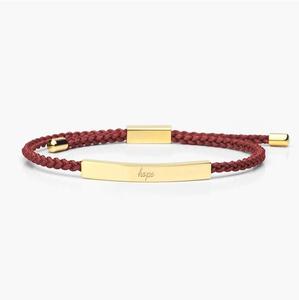 Pulsera personalizada de cadena trenzada para hombre y mujer con mensaje grabado de barra chapada en oro de acero inoxidable a la moda - Product Image 4