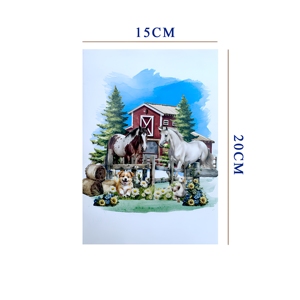 Farm Animal Pop-Up Card 3D Paper <b>Craft</b> <b>Die</b>-Cut Design With Horses Chickens Dogs Red Barn Scene Home Decoration - Product Image 6