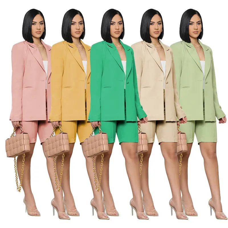 2022 New Arrivals Fashionable Women's Suits Casual Solid Color Blazers Ladies Women Two Piece Sets women's suits