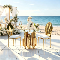 Muebles de Comedor de Lujo en Acero Inoxidable Dorado para Bodas