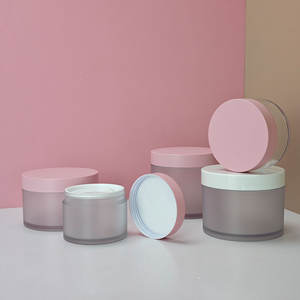 Pot de crème en plastique PET/PETG en poudre transparente de 8oz Pot de conteneur de <span class=keywords><strong>beurre</strong></span> corporel en plastique givré à fond épais avec couvercles - Product Image 1