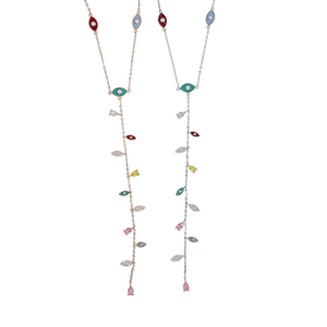 Rose Gold Plated Turkish Jewelry Cute Lovely Tiny Enamel Evil Eye Charm LONG <strong>Y</strong> Lariat <strong>Necklace</strong> - Product Image 6