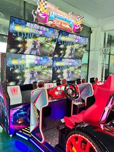 Machine de simulation de course d'arcade en vente chaude, équipement de jeu de conduite commercial, volant en métal, siège, système de mouvement, double écran - Product Image 6