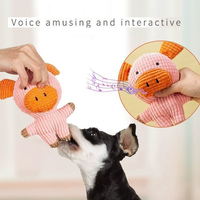 Animaux mignons forme grinçant interactif en peluche chien jouets molaire résistant aux morsures velours de maïs jouet sonore pour animaux de compagnie