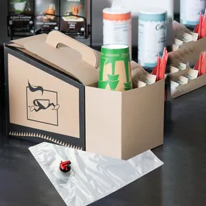 Custom1L 2L 3L 5L Take Away Paper Coffee Packaging Box With Handle 96oz Coffee To Go Box Wine BIB Bag In Box Dispenser