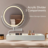 Table de maquillage pliable de style princesse avec miroir unidirectionnel, écran tactile vertical LED et éclairage réglable à trois couleurs