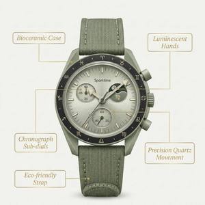 Reloj Cronógrafo de Cuarzo Biocerámico de la Serie Mission for Planet, Edición Zodiac, Analógico, Cristal MiYOTA, Correa de Goma, Deportivo y Sostenible para Hombre - Product Image 6