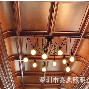 โคมไฟระย้าหลายหัวสไตล์อุตสาหกรรม แหล่งกำเนิดแสง LED 6 หลอดสำหรับห้องนั่งเล่นห้องนอนโคมไฟเพดาน - Product Image 3