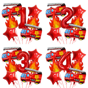 Ballons de <span class=keywords><strong>camion</strong></span> de pompiers, extincteur, flamme, chiffres en aluminium, ballon de <span class=keywords><strong>pompier</strong></span> <span class=keywords><strong>pour</strong></span> décoration de fête d'anniversaire - Product Image 1