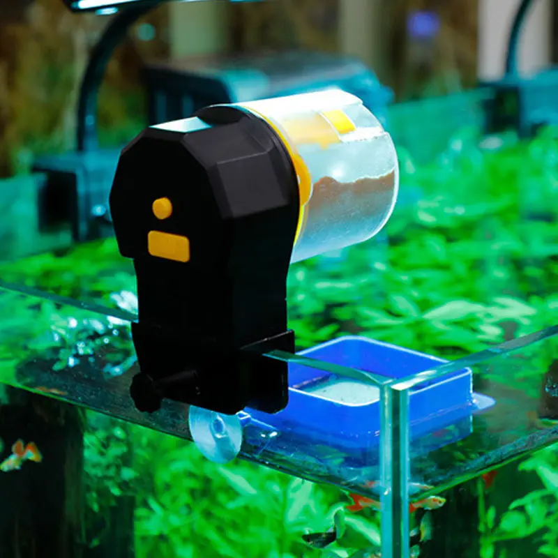 自動電気水族館タンク池給餌ディスペンサー電池式エビ魚自動フィーダー