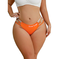Culotte de bikini grande taille à découpes et anneaux scintillants pour femme avec ruban argenté et anneau décoratif en forme de cœur