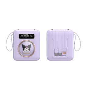 Mini station d'alimentation portable 20000mAh avec câble intégré, design cartoon violet, écran LED, prise en charge de la charge rapide - Product Image 3