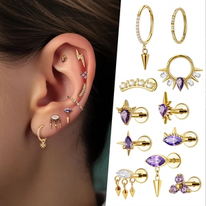 Joyería Corporal de Titanio ASTM F136, Piercing de Labio con Rosca Interna, Zirconia Cúbica Marquise, Parte Trasera Plana, Pendientes de Labret, Piercing Helix - Product Image 1