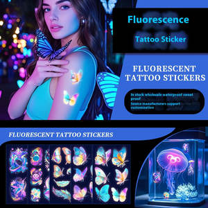Nouvel autocollant de <span class=keywords><strong>tatouage</strong></span> temporaire fluorescent marin papillon pour les fêtes de concerts de festival de musique Bars en couleur blanche - Product Image 1