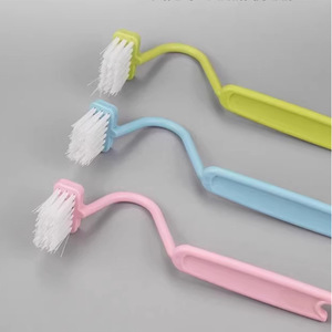 S Shape Toilet Brush Plastic Long Handle Soft Bristle Wall Mounted Bathroom Cleaning Tool Japanese <b>Style</b> - Product Image 3