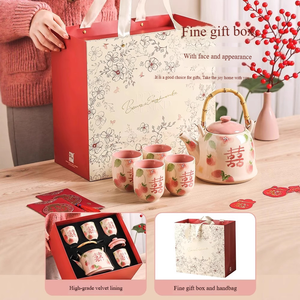 Juego de tetera con taza de cerámica para uso doméstico, regalo de boda de compromiso para novia, artículos de té completos - Product Image 4