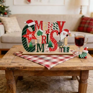 Decorazioni <span class=keywords><strong>Natalizie</strong></span> <span class=keywords><strong>in</strong></span> <span class=keywords><strong>Legno</strong></span> con Scritta 'Merry Christmas' Dipinte a Mano, Direttamente dalla Fabbrica, Ecologiche e Durevoli - Product Image 2