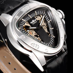 Reloj Mecánico Automático de Esqueleto para Hombre WINNER SLZ25, Diseño de Moda con Esfera Triangular Plateada y Cristal, Reloj Masculino al por Mayor - Product Image 5