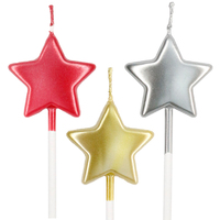 Hot Selling 1-teiliges Set Metallic Star Shaped Paraffin Wax Geburtstags torte Kerze für Hochzeits-und Weihnachts dekorationen