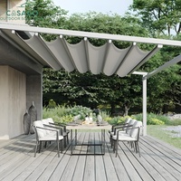 Pergola pliante en aluminium avec toit rétractable motorisé intelligent en tissu imperméable, abri solaire pour patio extérieur