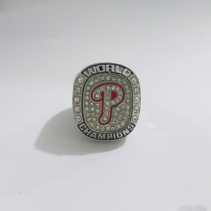Anillo de Piedras Preciosas del Campeonato de Béisbol de Filadelfia 2008, Joyería de Aleación Plateada al por Mayor con Piedras Creadas en Laboratorio, Unisex - Product Image 1