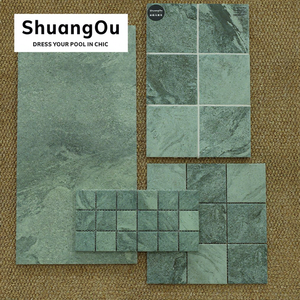 Piastrelle Shuangou all'ingrosso 97x97mm antiscivolo in marmo opaco Look verde piastrelle piscina paesaggio paesaggio Sukabumi piastrelle per piscina mosaico - Product Image 1