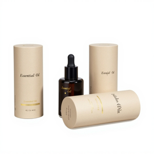 Luxury Custom Round Kraft Paper Packaging Tube, White Cylinder Gift <b>Box</b> For Cosmetic Container, Perfume And Essential Oil Vials - Product Image 3