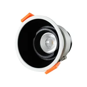 מתכוונן אלומיניום עגול שקוע Cob Led Downlight 7W 12w Cob Led למטה אור למלון