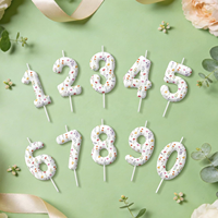 Bougies Chiffres Fleurs Sauvages pour Décorations de Fête, Décoration de Gâteau Florale, Fournitures d'Anniversaire