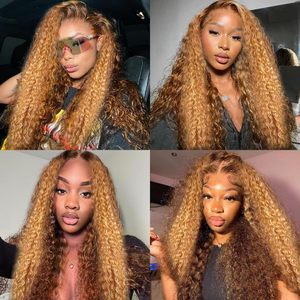 250% densité miel blond 13x6 vague profonde dentelle avant perruques cheveux humains pré plumé HD Transparent dentelle perruques pour les femmes perruque colorée - Product Image 4