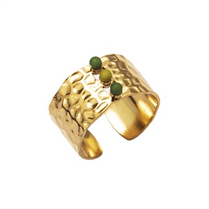 Anillos de Acero Inoxidable al por Mayor de China, Anillos Pequeños y Lindos con Baño de Oro y Piedras Naturales Verdes, Joyería - Product Image 4