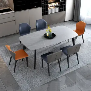 İtalya'dan ithal kayrak mermer yemek masası seti 8 sandalye yemek odası mobilyası