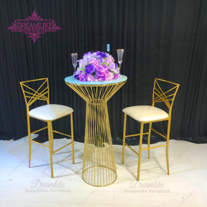 Tabouret de Bar Hauteur Comptoir Hôtel Hall Table En Acier Inoxydable pour Mariages et Banquets Métal Matériel Moderne Haute Qualité Or - Product Image 3