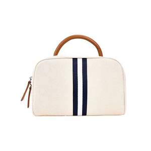 Sac de voyage cosmétique en polyester à rayures avec logo personnalisé pour femmes, avec poignée, fermeture éclair portable, style tendance - Product Image 2
