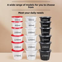 Boîte à lunch jetable en plastique de 1250 ml avec mécanisme de verrouillage à neuf coins, emballage à emporter pour riz, nouilles, hot pot épicé
