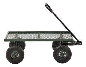 OEM Customizable Four-Wheel Free Flat Tires Metal Deck Garden Flatbed <b>Trolley</b> with Platform Structure - Product Image 3