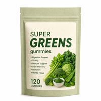 SYC BIO Super Greens Gummies Naturels Mélange de Légumes Verts Quotidien Favorise la Digestion Formule de Soutien au Bien-être 120 Comprimés Sac de 600g Usine