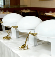 Chafing dish en acier inoxydable blanc, nouveau modèle, 201, capacité de 6 L, chauffage à l'alcool, poli miroir, design moderne, haute qualité