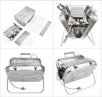 Barbecue portable à gaz commercial coréen pliable en acier inoxydable thermolaqué avec dispositif de sécurité anti-flamme pour usage extérieur