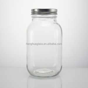 Tùy chỉnh thiết kế Hot Bán 1L 32oz 1000ml miệng rộng vuông Glass Mason <span class=keywords><strong>Jar</strong></span> Mứt Mật Ong dưa chua thủy tinh thực phẩm lưu trữ container với nắp - Product Image 1