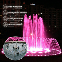 Fuente de Agua Danzante Redonda Pequeña de Acero Inoxidable para Jardín y Patio, con Música y Decoración para Exteriores