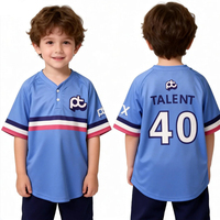 Camiseta de Béisbol Sublimada con Cuello en V y 2 Botones, Diseño Personalizado, Ropa de Béisbol para Niños, Camisetas de Béisbol para Niños
