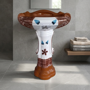Lavabo de Pedestal de Superficie Sólida con Forma Antigua, Lavabo Independiente para Baño, Artículos Sanitarios para Hotel - Product Image 1